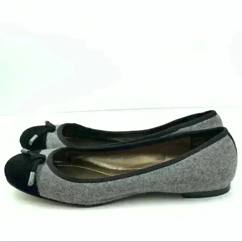Lands’ End Flats 7.5 38 gray black felt ballet